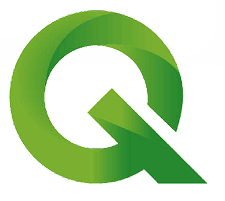 Ein stilisierter grüner Buchstabe „Q“ mit Farbverlaufseffekt, scharfen Kanten und modernem Design.