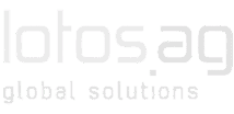 Logo für „lotos.ag“ mit dem Slogan „Global Solutions“ in weißen Kleinbuchstaben auf transparentem Hintergrund.