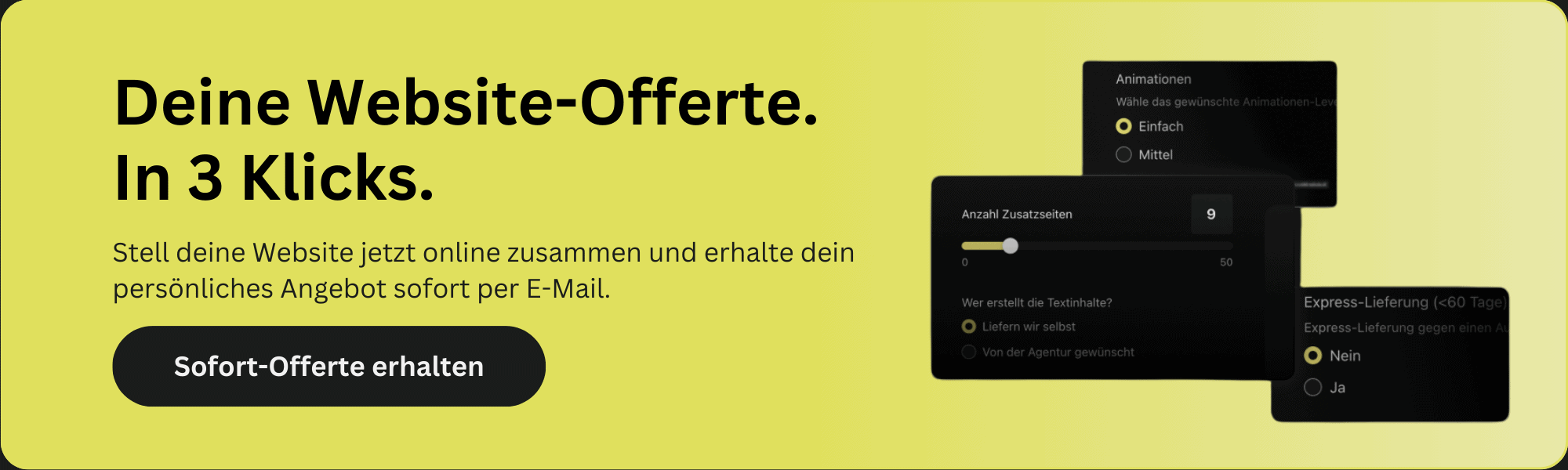 Angebot für eine Online Website-Offertenrechner