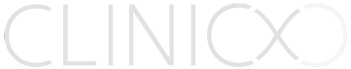 Das Bild zeigt das Wort "CLINICXO" in einer hellgrauen, dünnen, serifenlosen Schrift auf weißem Hintergrund.
